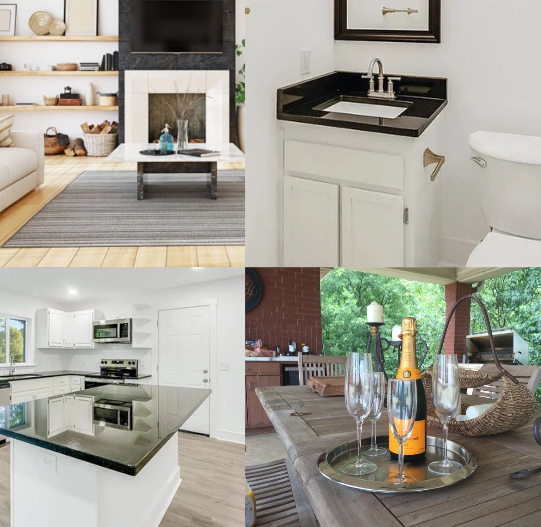 Recent R5 Guest Prep turnovers: living room, bathroom, kitchen, and patio